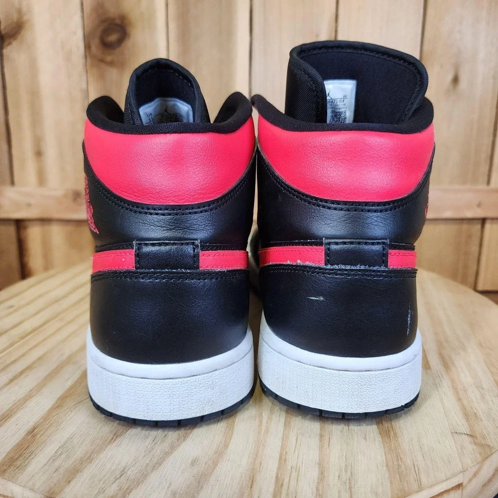 Nike Air Jordan 1 Mid Shoes Womens 11Siren Red Leather Sneakers BQ6472-004